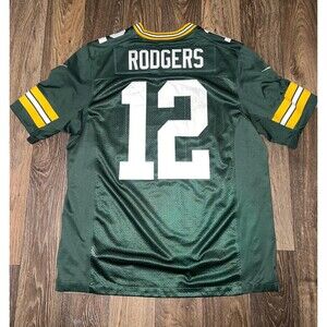 Nike On-Field Aaron Rodgers Green Bay Packers Green Gold NFL #12 Jersey Large